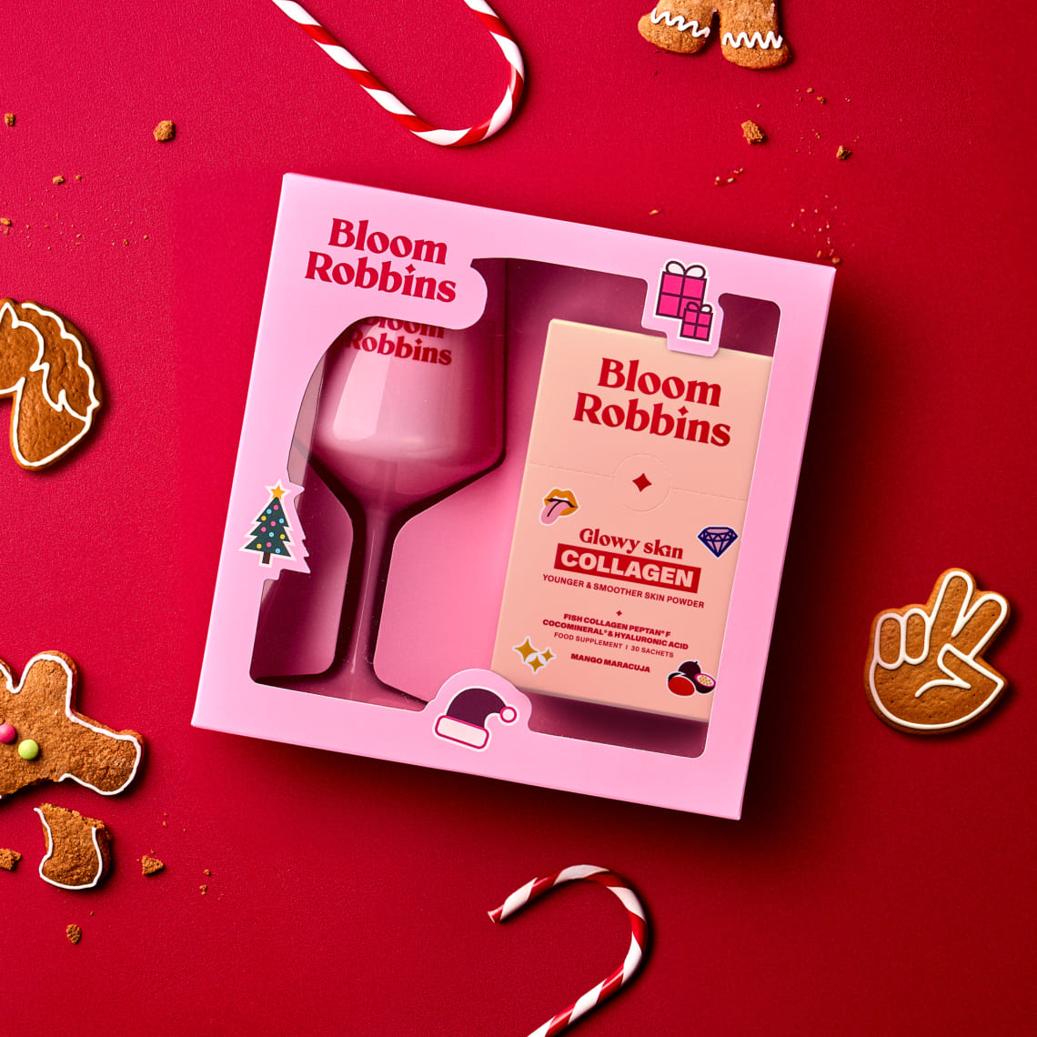 Kolagenový nápoj pro zářivou pleť se sklenicí